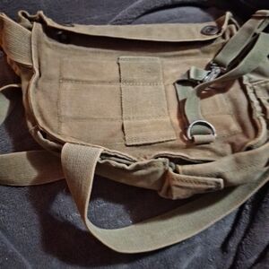 Classic Khaki Canvas Messenger Bag